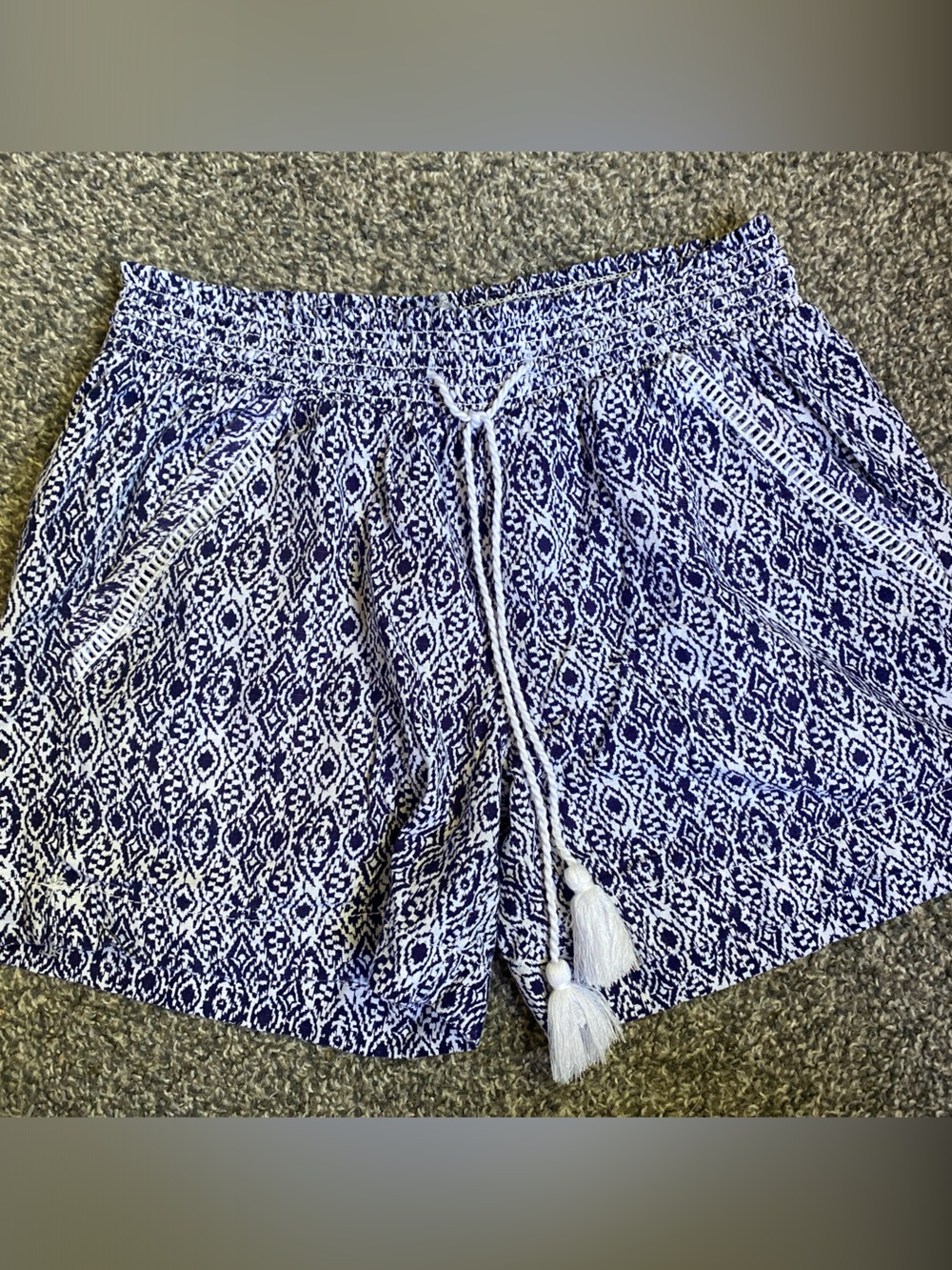 Briggs Navy and White Geometric High Waist Shorts